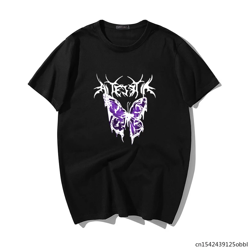 

Punk Oversized Butterfly Harajuku Dark Tops Male Fashion Swag Aesthetic Men's Clothes Hip Hop Gothic T-shirts Streetwear