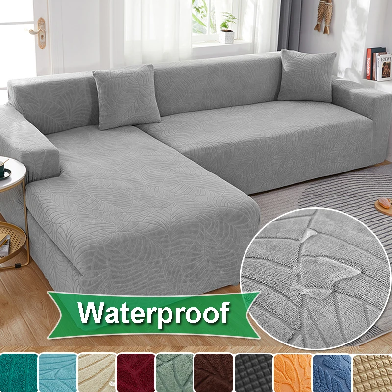 

For Living Room Elastic Sofa Slipcover L-shape Couch Cover Furniture Protector 1PC Jacquard Stretch Solid Color Sofa Cover