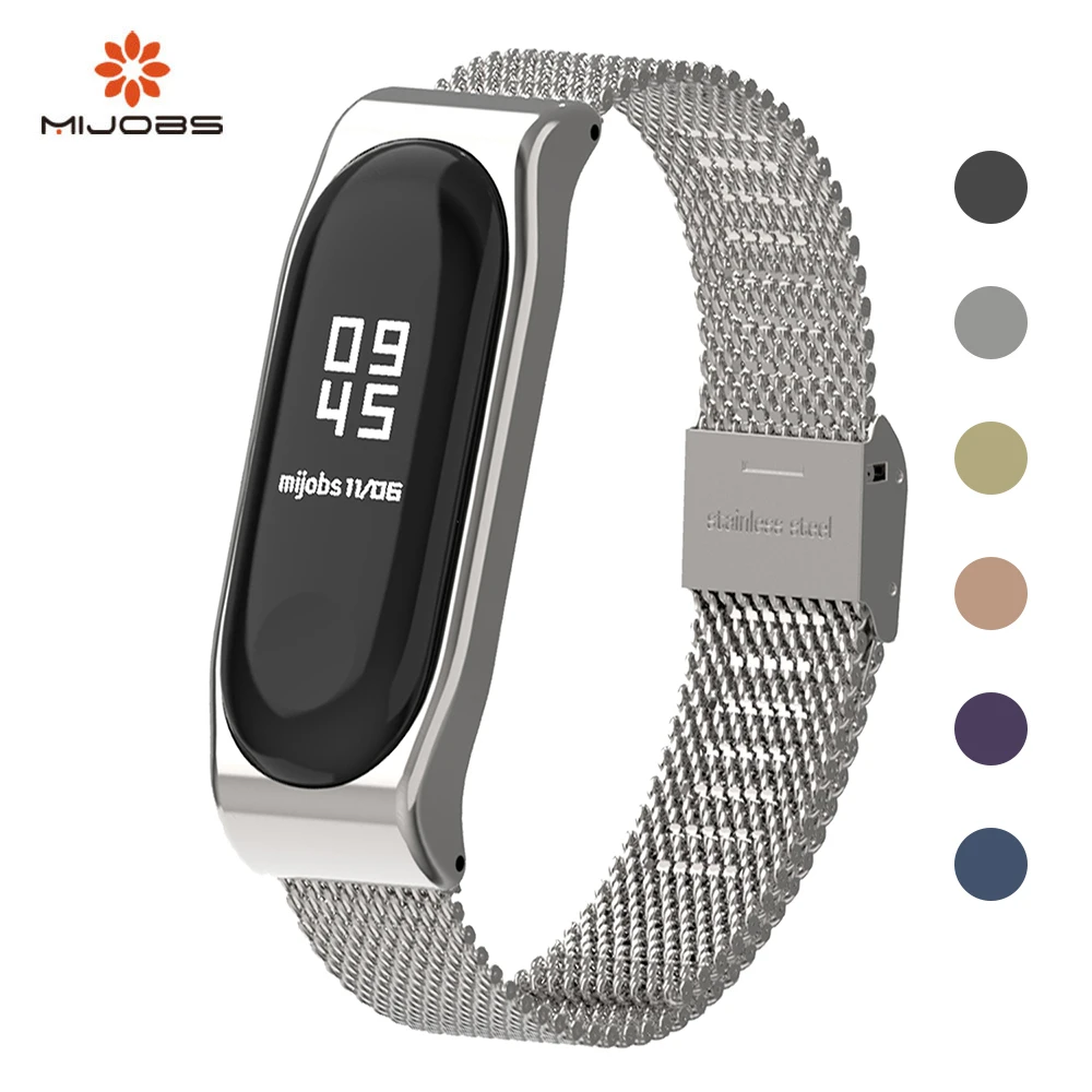 Mijobs Correa Mi Band 4 металлический ремешок Миланская нержавеющая сталь для Xiaomi 3 Miband