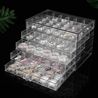 120 grids acrylic earring earbuds storage boxes removable 5 layer makeup jewelry drawer box transparent nail display organizer