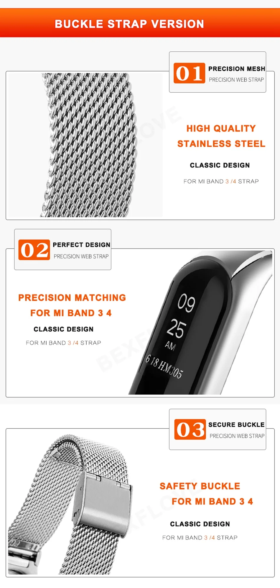 Браслет mi Band 4 3 ремешок металлический Безвинтовой ремешок из нержавеющей стали для Xiaomi mi Band 4 3 ремешок mi band 4 3 ремешок для браслета
