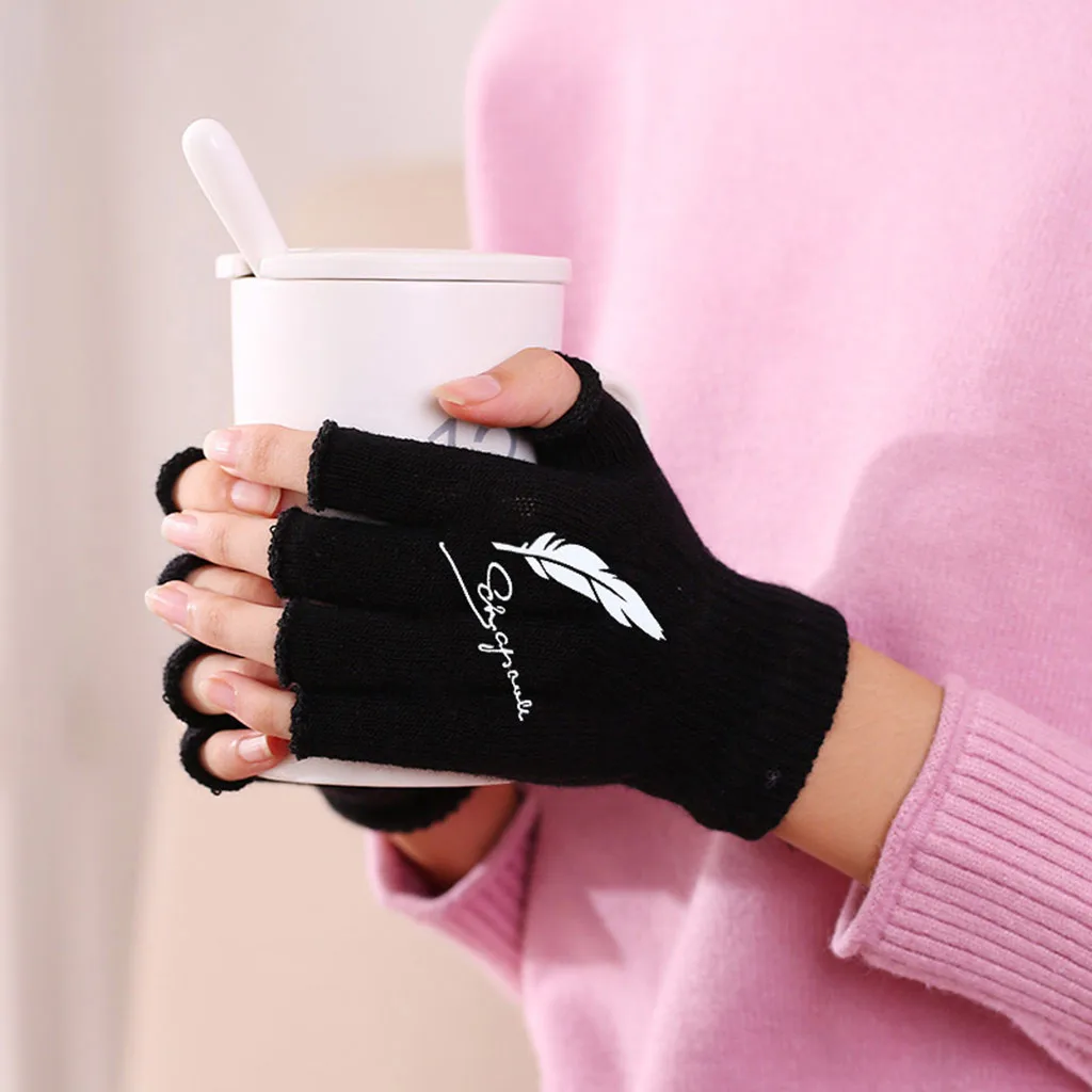 

New Men Knitted Fingerless Gloves Autumn And Winter Keep Warm Gloves Outdoor Stretch Elastic Warm Half Finger Cycling Gloves