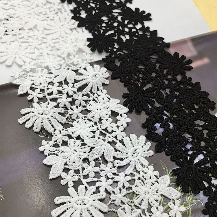 

1 Yard Black And White Milk Silk Water-Soluble Embroidery Lace Width 8.5cm Curtain Accessories