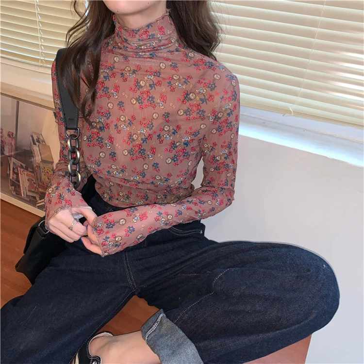 Женская винтажная блузка Colorfaith модная Повседневная Блузка с высоким воротником 6