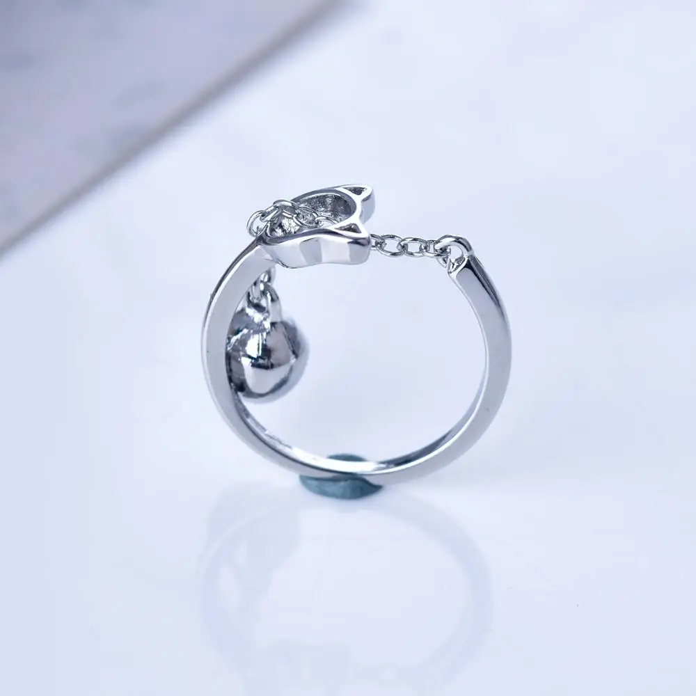 New 9 2 5 Color Hollow Cat Open Ring With Bell Pendant Creative Simple Chain For Women Girl Lovely Jewelry Gift | Украшения и