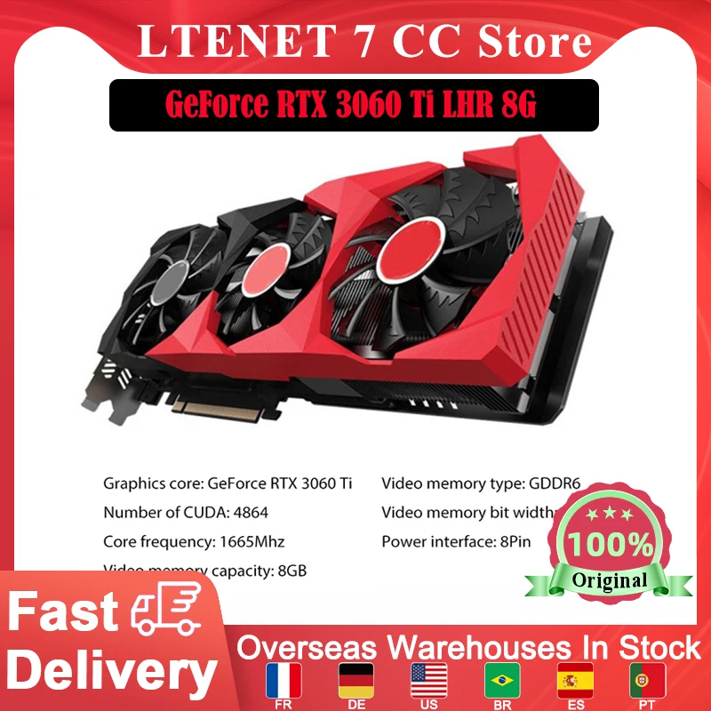 

Colorful GeForce RTX 3060 Ti LHR 8G Graphics Card GA104 4864 1410-1665Mhz 256 Bit 3DP+HDMI-Compatible +200W TDP Graphics Card
