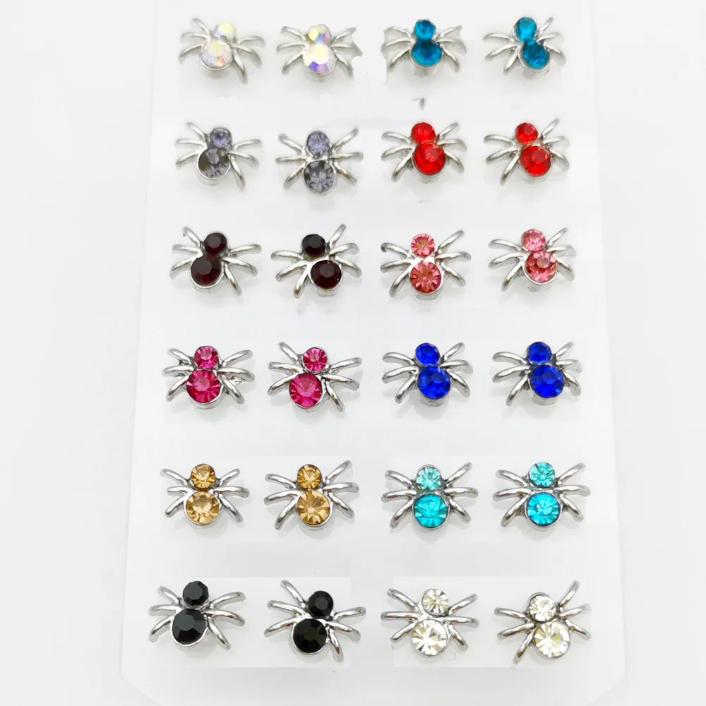 Популярные новые модные стразы маленькие серьги в виде паука ювелирные изделия