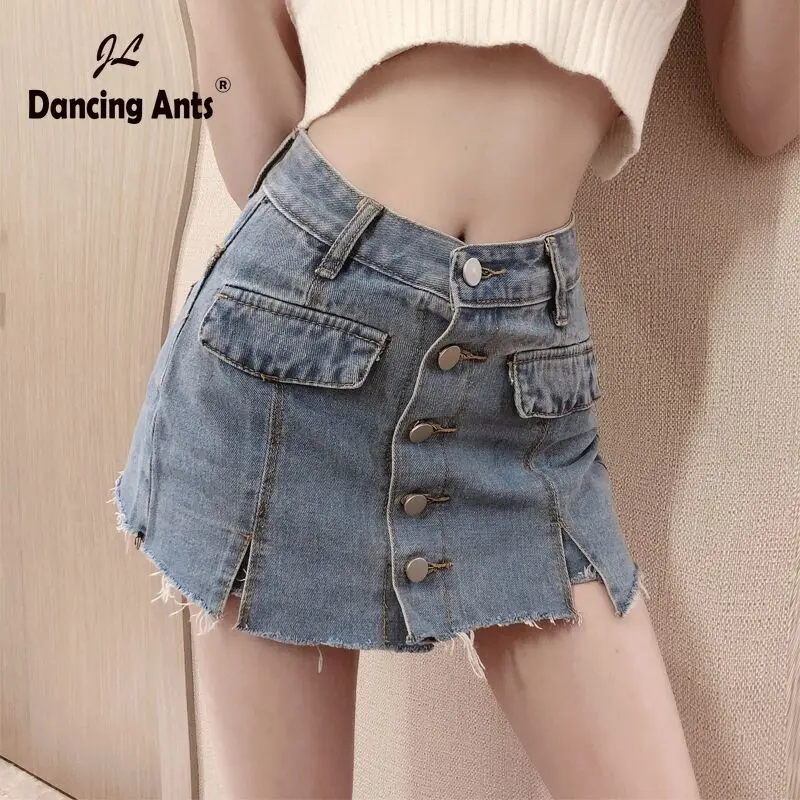 Женские джинсовые юбки с высокой талией трапециевидная юбка в Корейском стиле