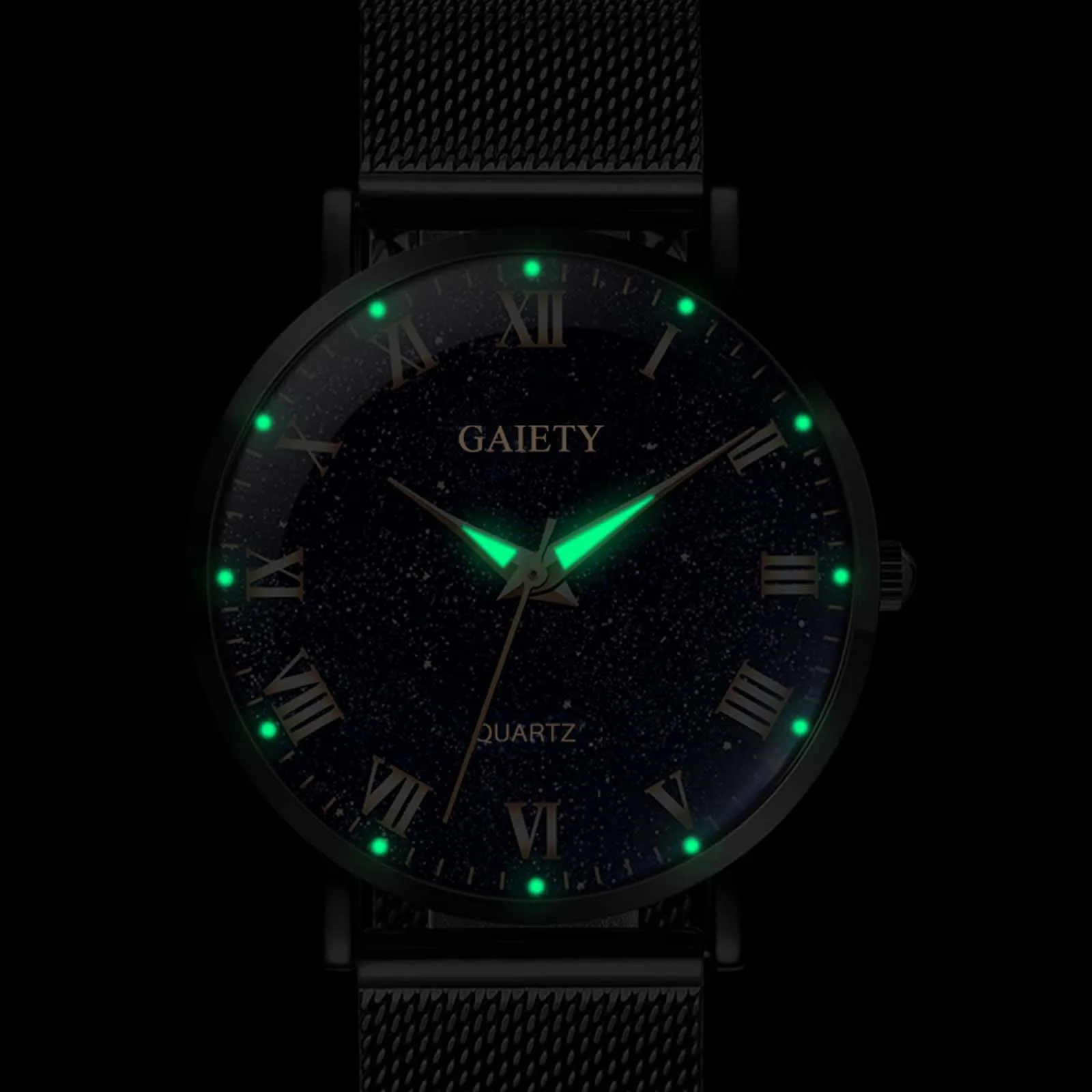 

Men's Quartz Watch Starry Sky Roman Numeral Alloy Watch for Men Stainless Steel Mesh Belt Wristwatch Relogio Masculino Drop Ship