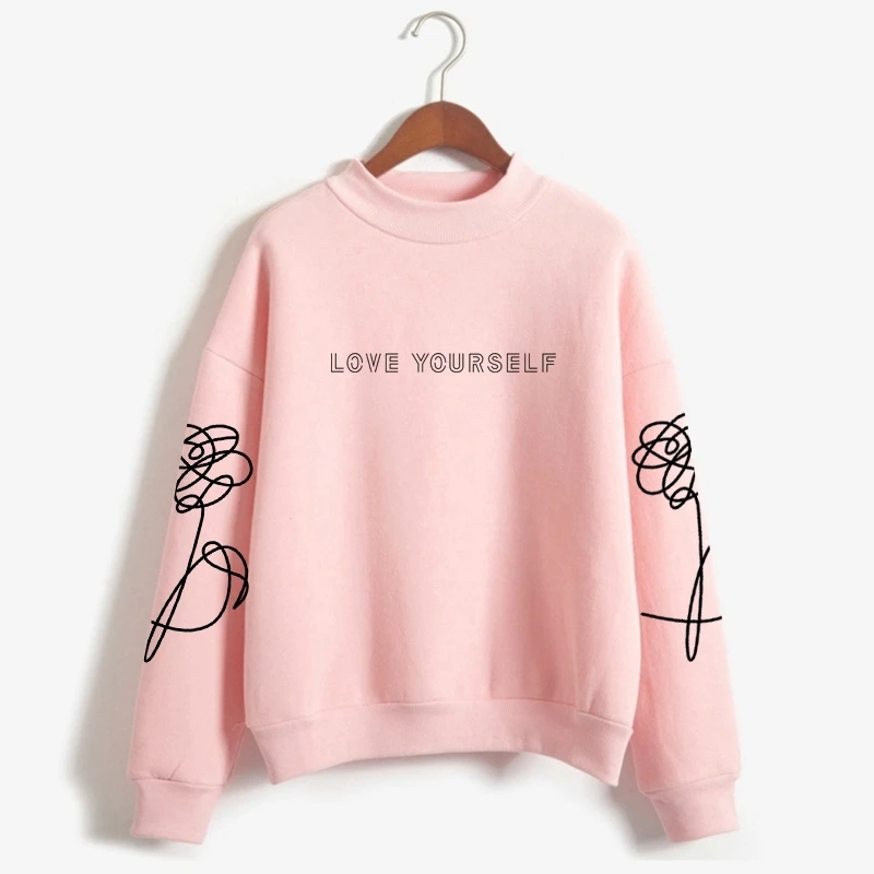 

Kpop women's headless sweatshirt, hip hop clothing, high collar fake love, K-pop DNA clothing