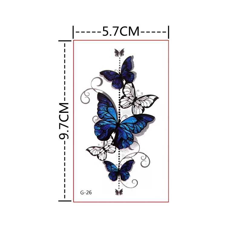 2 Pcs Waterproof Temporary Tattoo Sticker Butterfly Flash Tattoos Rose Flower Body Art Decals Arm Back Leg Fake Tattoo Women Men