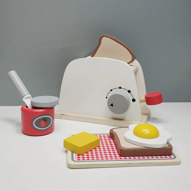 

Wooden Kids Pretend Play Sets Pretend Toasters Bread Maker Coffee Machine Game Children's Toy Mixer Kitchen Educational Toys