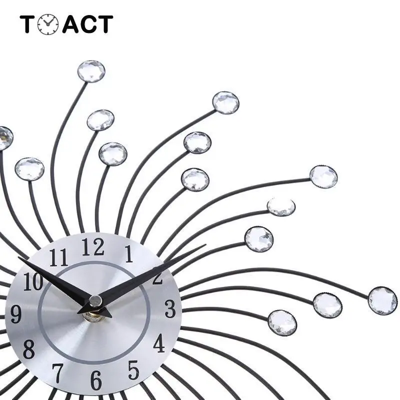 Часы настенные 33 см винтажные металлические со стразами тихие