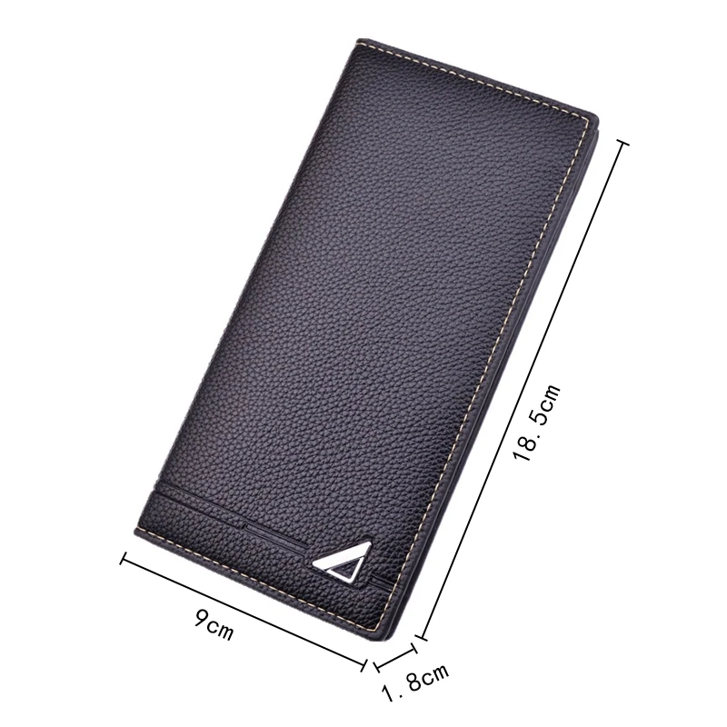 Men's Wallet Long Multi-Card Clip Fashion 3 Fold Lychee Pattern Soft Large Capacity PU Leather Purse Foldable | Багаж и сумки