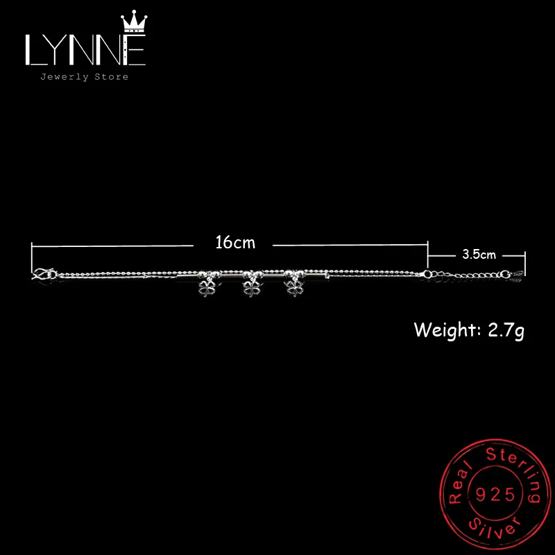 Женский двухслойный браслет из серебра 925 пробы с маленьким шариком | Украшения и