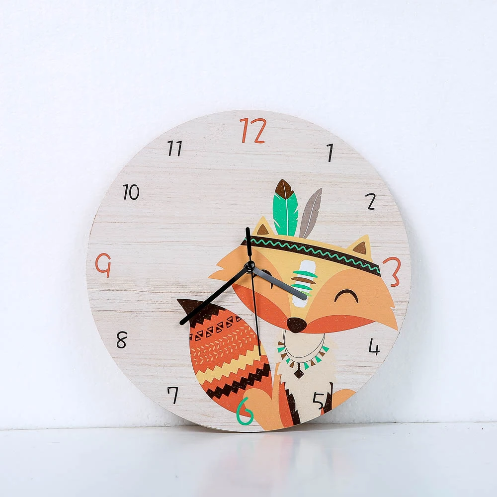 

Funlife® Creative Children Tribal Fox Home Decor Wood Wall Clocks Hanging WallDecoration Living Room Round Clock Baby Nursery