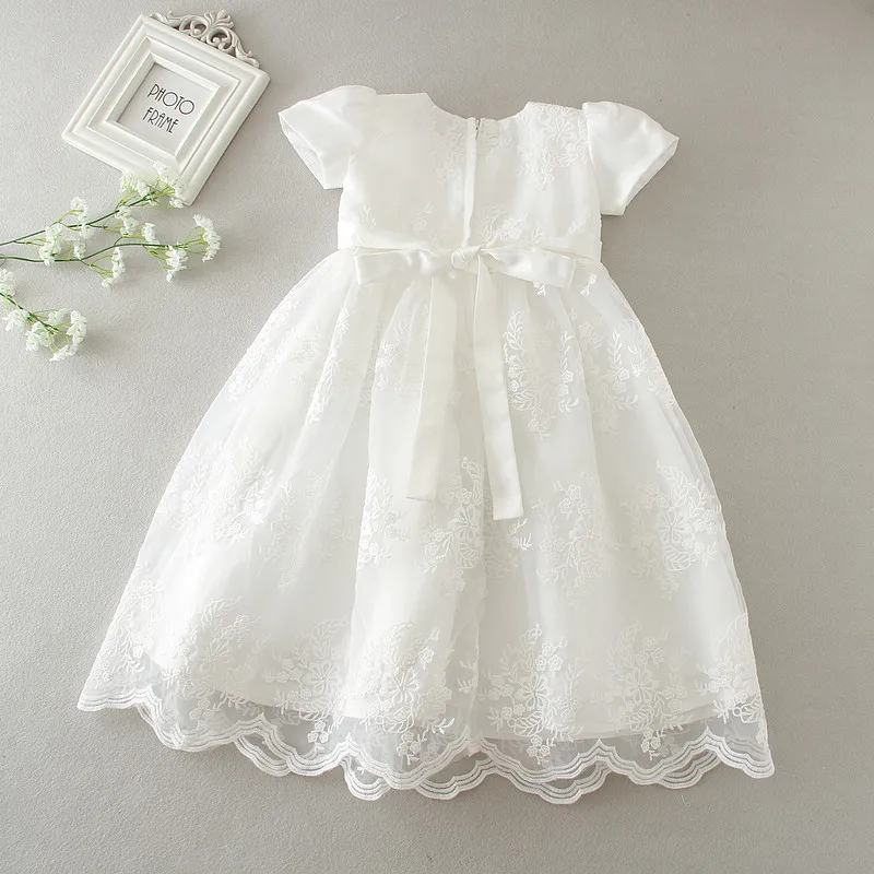

Newborn Baptism Dress For Baby Girl White First Birthday Party Wear Lace Dresses Flower Toddler Girl Christening Gown Vestidos