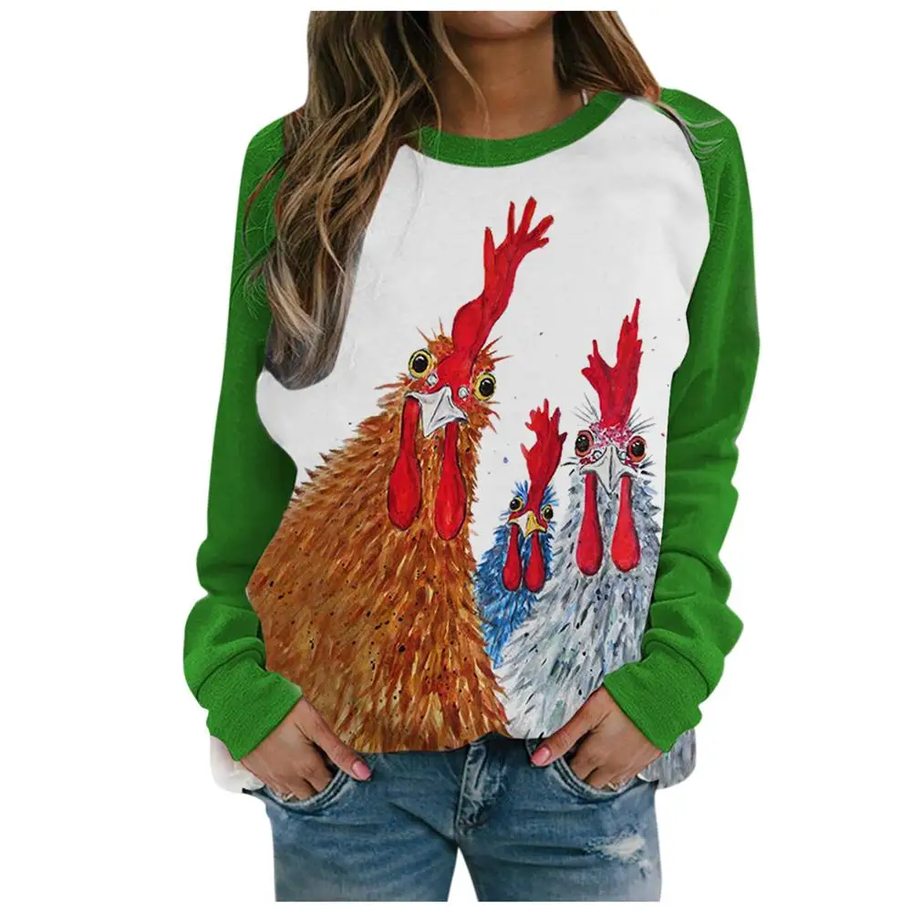 

Casual O-neck Cat Top Fox Print Women's T Shirt Spring Autumn New Style Hot Sale Street Fashion Long Sleeve Loose Ladies Tees