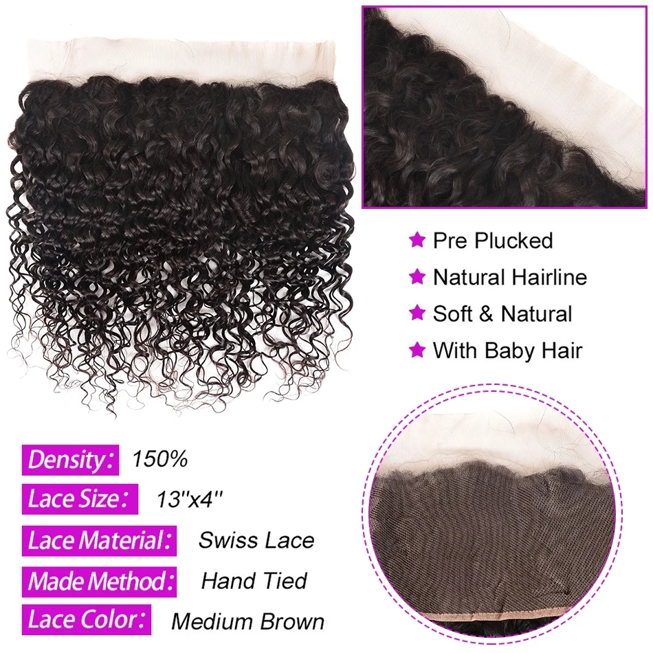 Шнурка с пряди бразильских волос глубокая волна фронтальной Shuangya волосы Remy