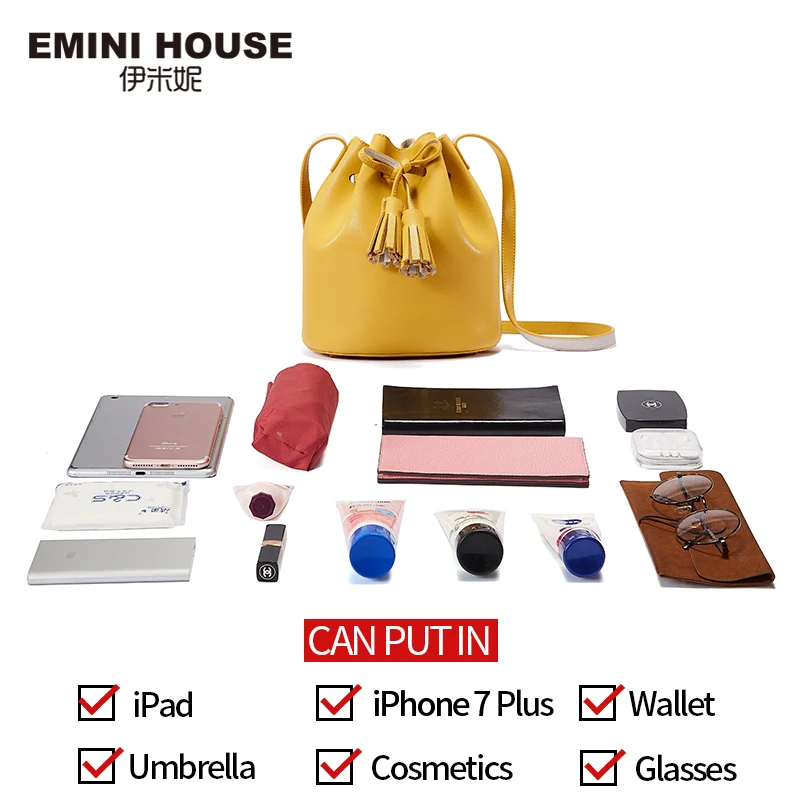 EMINI HOUSE сумка мешок с кисточками сумки через плечо для женщин роскошные женские