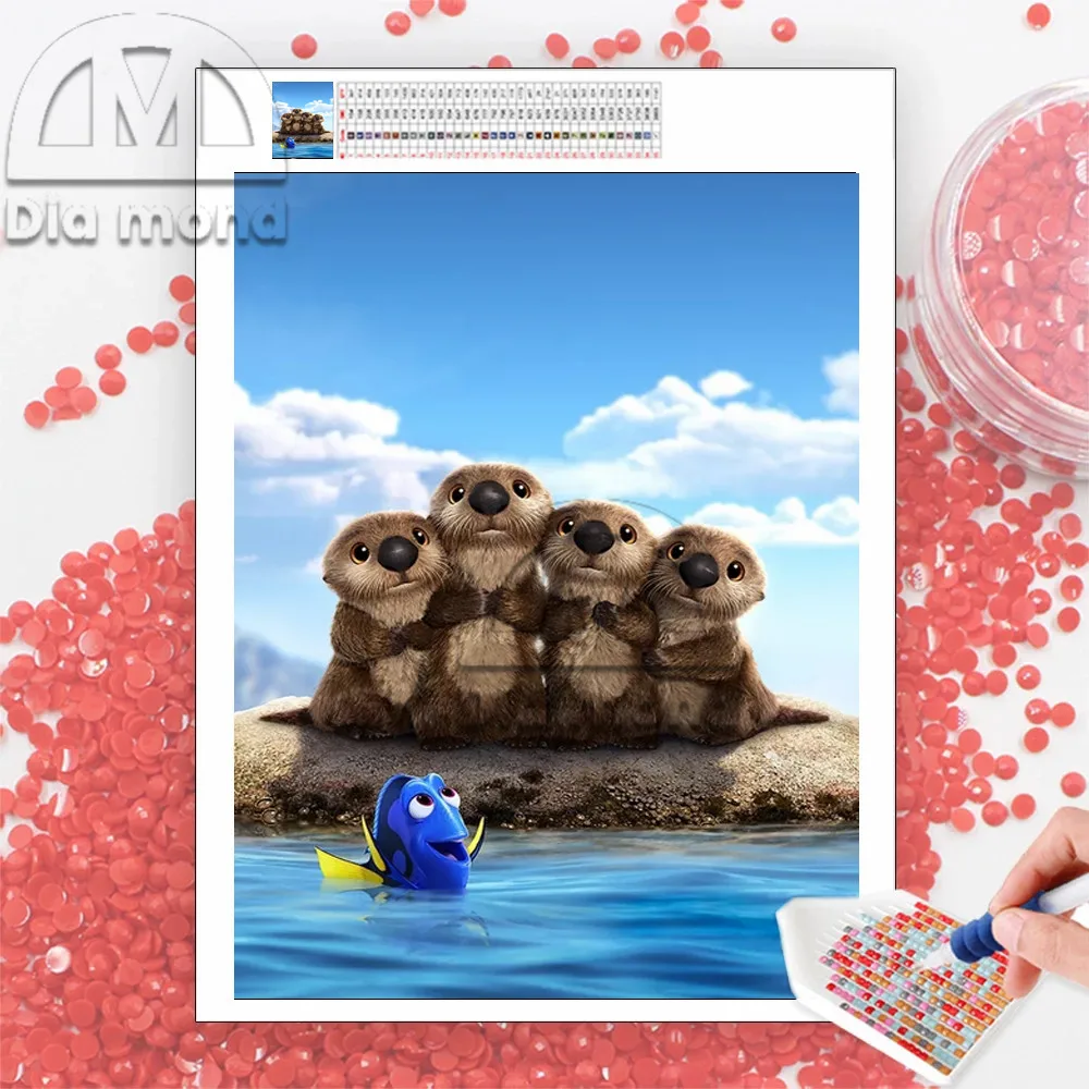 

Sea Otter Animals Diamond Painting Cartoon Nursery Decor Full Drill 5D Diy Diamond Embroidery Cross Stitch Animals Mosaic Decor