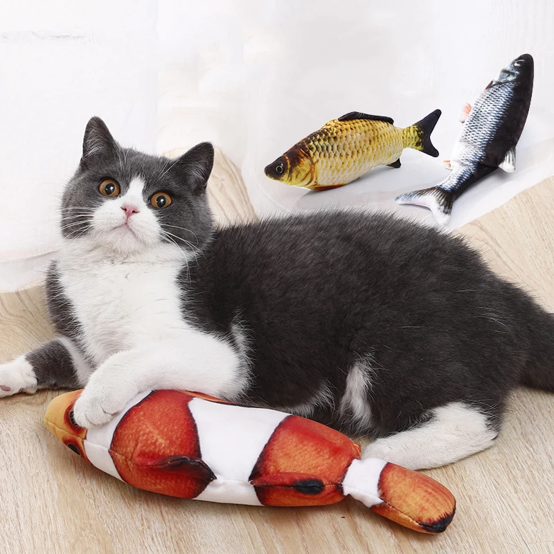 30CM Pet Cat Toy 3D Fish Shape USB Charging Simulation Electric Dancing Moving Floppy Catnip Cats Interactive | Дом и сад