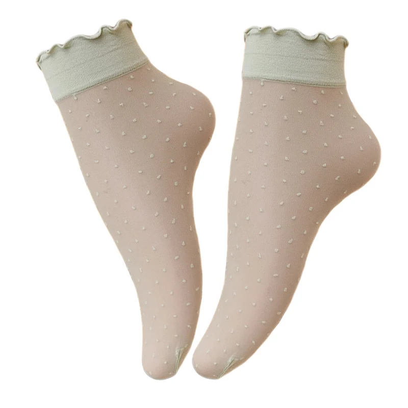 light green-3pairs Летние женские Носки ярких цветов, шелковые носки в горошек, прозрачные сетчатые прозрачные носки, женские носки Sokken Vrouwen - Цвет: light green-3pairs