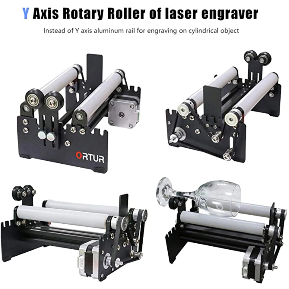 

Upgrade ORTUR Laser Master 2 Laser Engraver Y-axis Rotary Roller Engraving Module for Engraving Cylindrical Objects Cans - Black