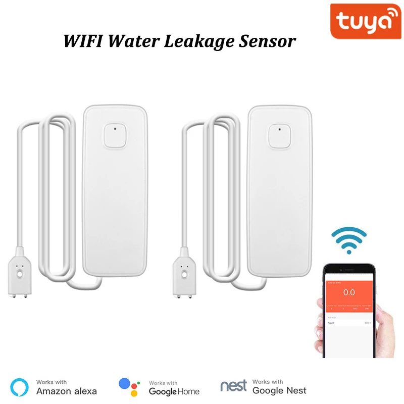 

Tuya Wi-Fi воды детектор утечки газа Сенсор сигнализация детектор утечки Tuya Smart Life APP Наводнение предупреждение переполнение с Alexa