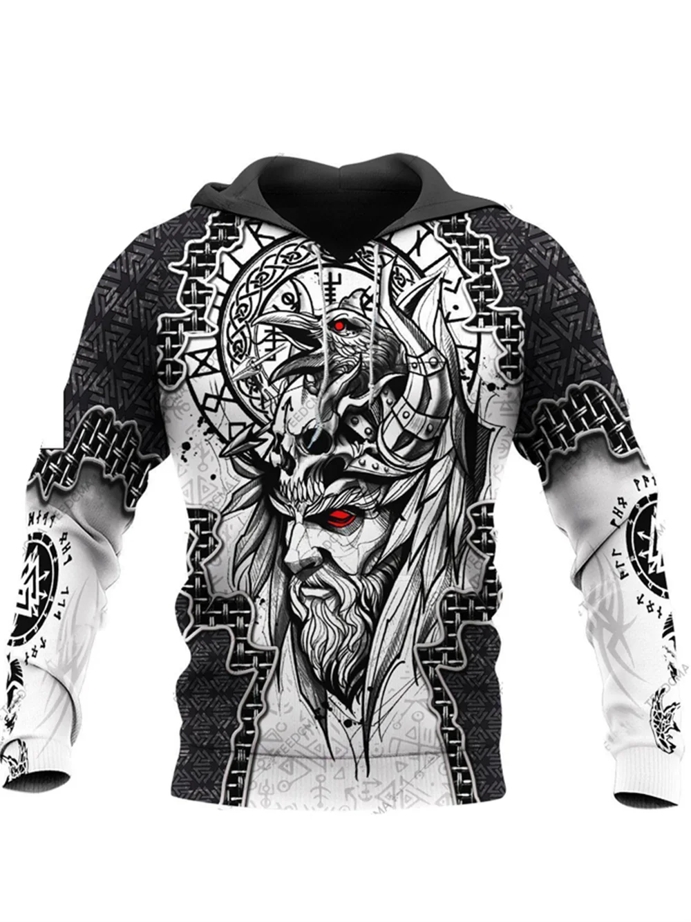 

Autumn Christmas Skull Armor Wolf Eagle Totem Horror Pattern 3 Printed Nordic Mythology Casual Sportswear Hoodie Viking Warrior