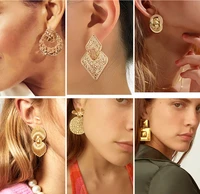 golden drop earrings for women fashion geometry large round earrings for party prom dangle earrings jewelry