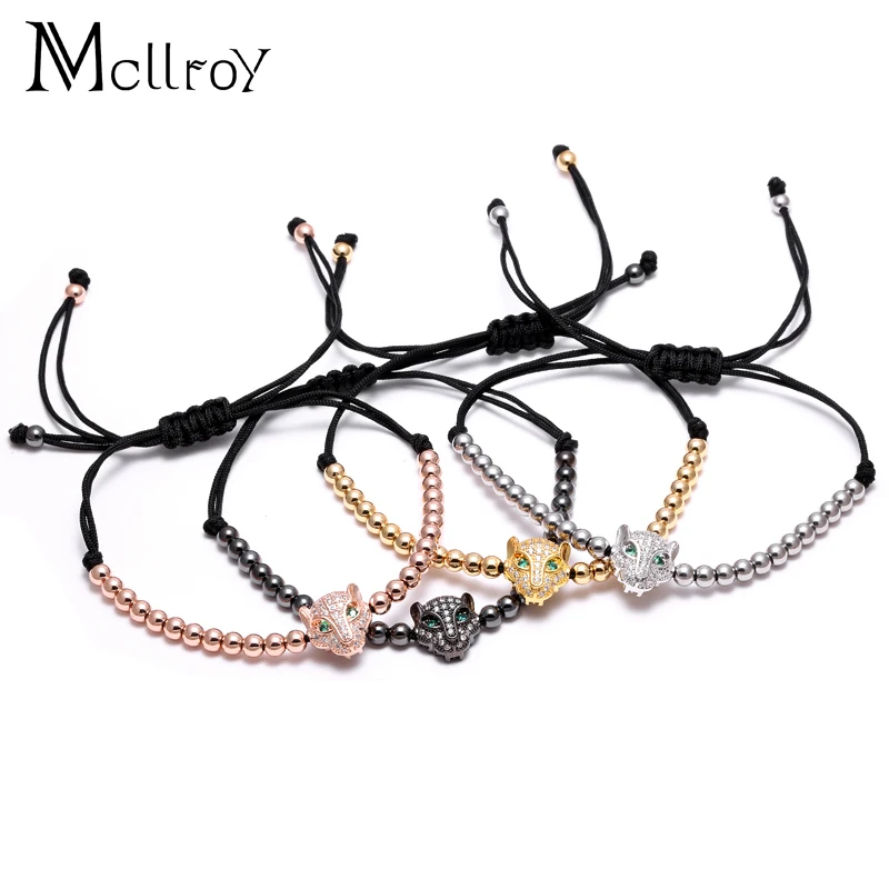 Мужской браслет из нержавеющей стали Mcllroy золотой с головой льва и леопардовыми