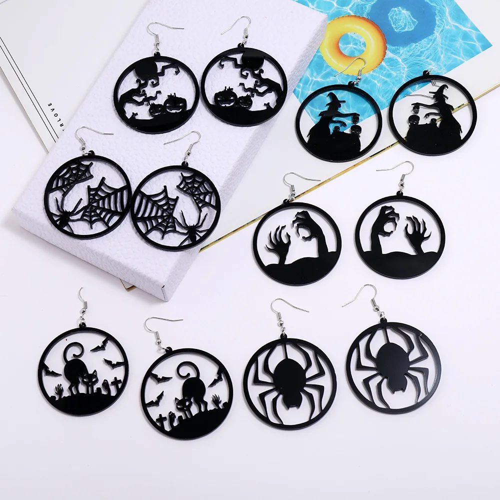 

Black Halloween EarringsHorror Pumpkin Spider Party Witch Black Cat Girl Funny Halloween Gift Happy Halloween Party Decor 2021