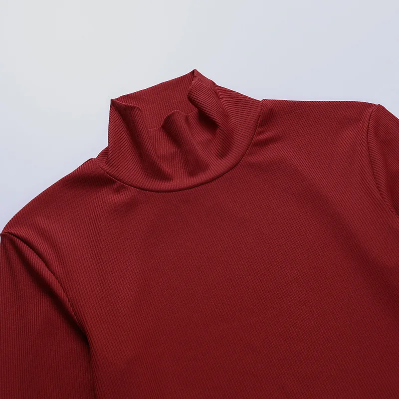 

Sexy Dress Women Turtleneck Long Sleeve OL Split Dress Female 2020 Red Black Bodycon Dress Outerwear
