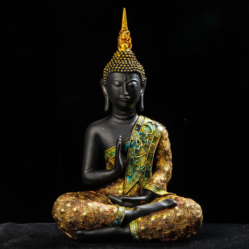 

New 2020 Buddha Statue Thailand Buddha Sculpture Green Resin Hand Made Buddhism Hindu Fengshui Figurine Meditation Home Decor