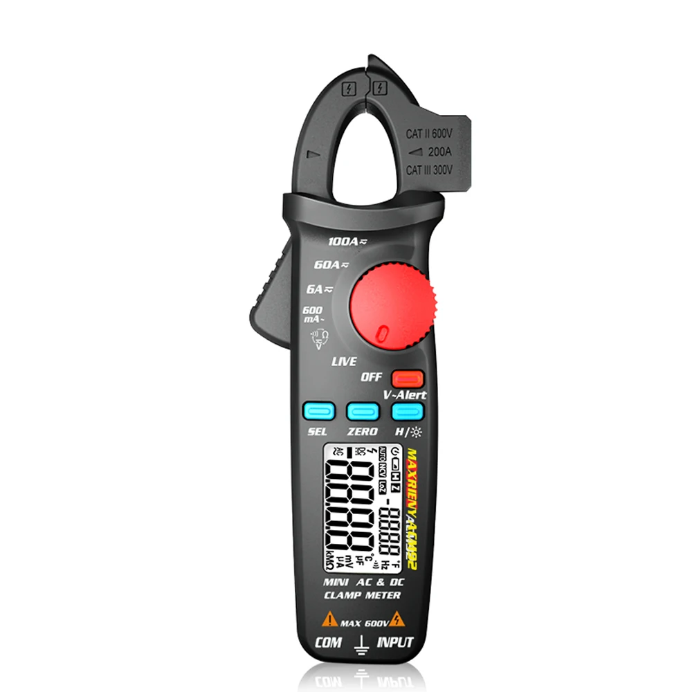 Мультиметр-клещи True RMS 6000 отсчетов DC/AC портативный ампервольтметр с