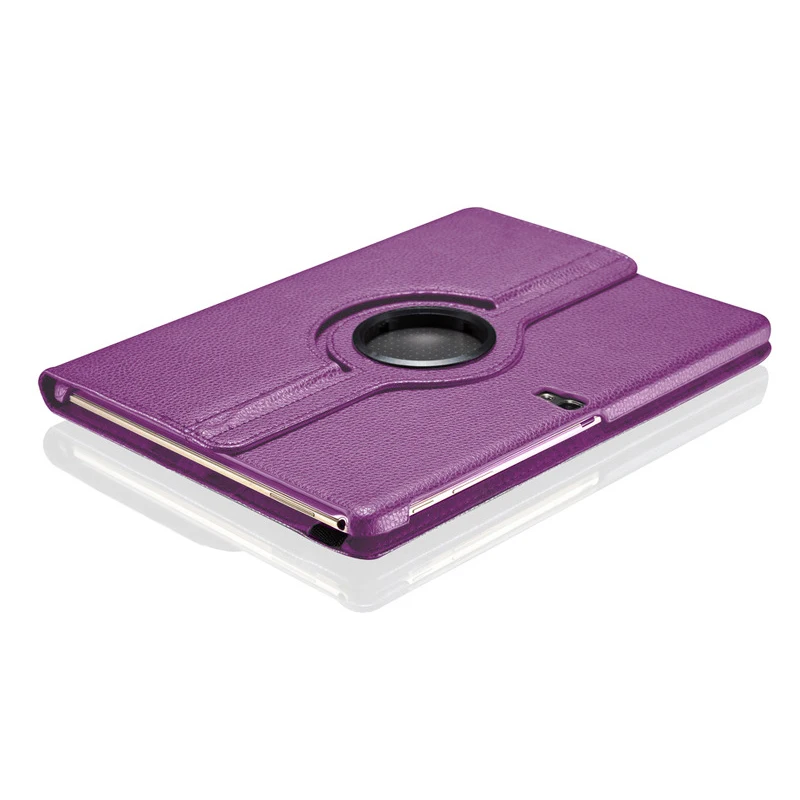 Purple Чехол-накладка для samsung Galaxy Tab S 10,5 SM-T800 SM-T805 T800 T805 TabS 10,5 дюймов 360 Вращающийся флип-чехол из полиуретановой кожи для планшета стекло - Цвет: Purple
