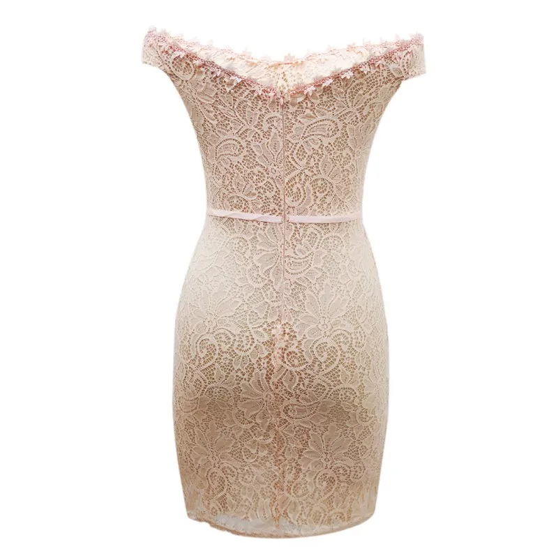 Sexy women dress solid color lace off-shoulder word collar long-sleeved Slim bag sexy deep v elegant hip New | Женская одежда