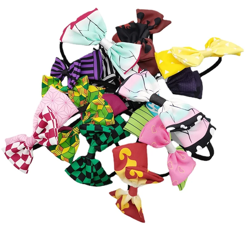 

New Big Bow Bezel Headwear Demon Slayer Anime Cosplay Nidouzi Women Headband Girls Bands Wide Hairband Hoop for Hair Accessories
