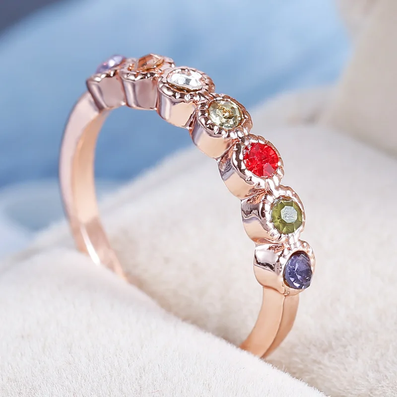 

European and American Hot Style Accessories Inlaid Rose Gold Engagement Crystal Strip Couple Ring Whole Sale Women Rings