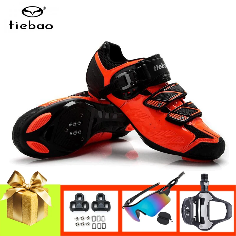 Tiebao Cycling Shoes Unisex Sapatilha Ciclismo Add Bicycle Pedals Sunglasses Self-locking Breathable Athletic Riding Bike Shoes