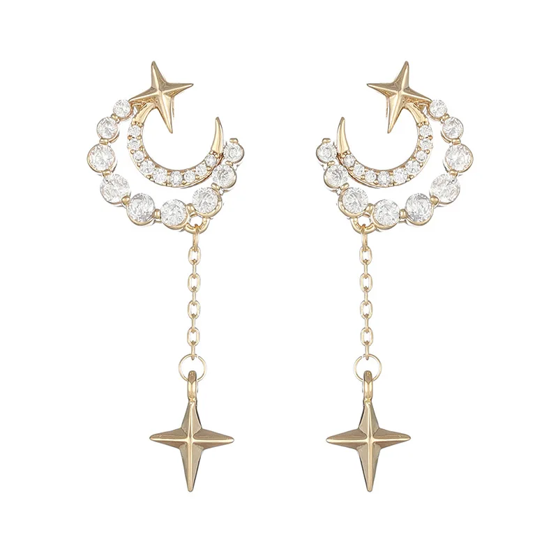 

Hot Shine Exquisite Zirconia Moon Earring for Women AAA Zircon CZ Tassel Stud Earring Wedding Jewelry Pendant Birthday Gift