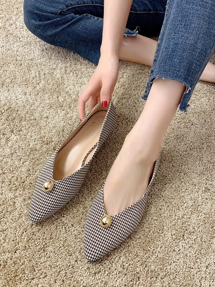 2019 новые модные женские туфли в стиле ретро с мелким горлышком|Обувь без каблука|