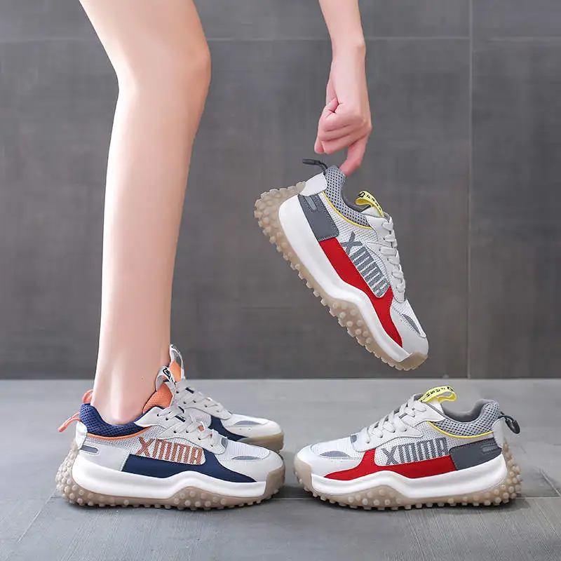 

2021 New Red Casual Sneakers Women Mesh Shoes Breathable Woman Fashion Sneakers Non-slip Ladies Platform Footwear zapatos mujer