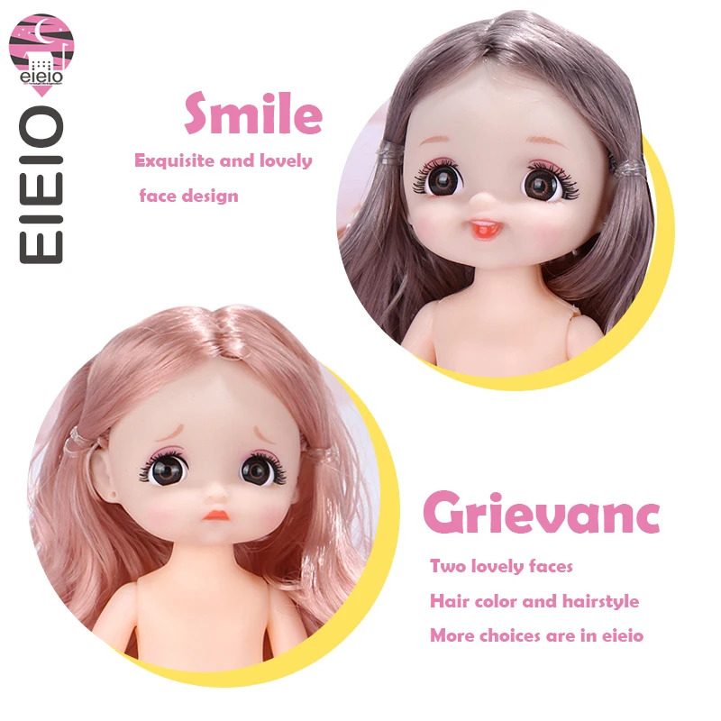 

EIEIO 16cm BJD OB11 Doll 13 Movable Jointed Dolls Cute Multiple Color Hairstyles Doll for GirlToys Female Nude Body Fashion Gift