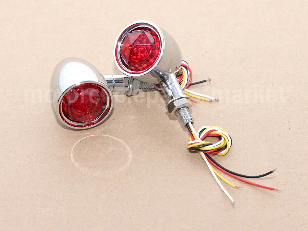 Хром мотоциклов поворотник пуля светильник s Красный бриллиант объектива