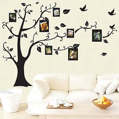 

Fashion Large Family Photo Frame Tree Bird Quotes Wall Sticker Art Decals Home Decor