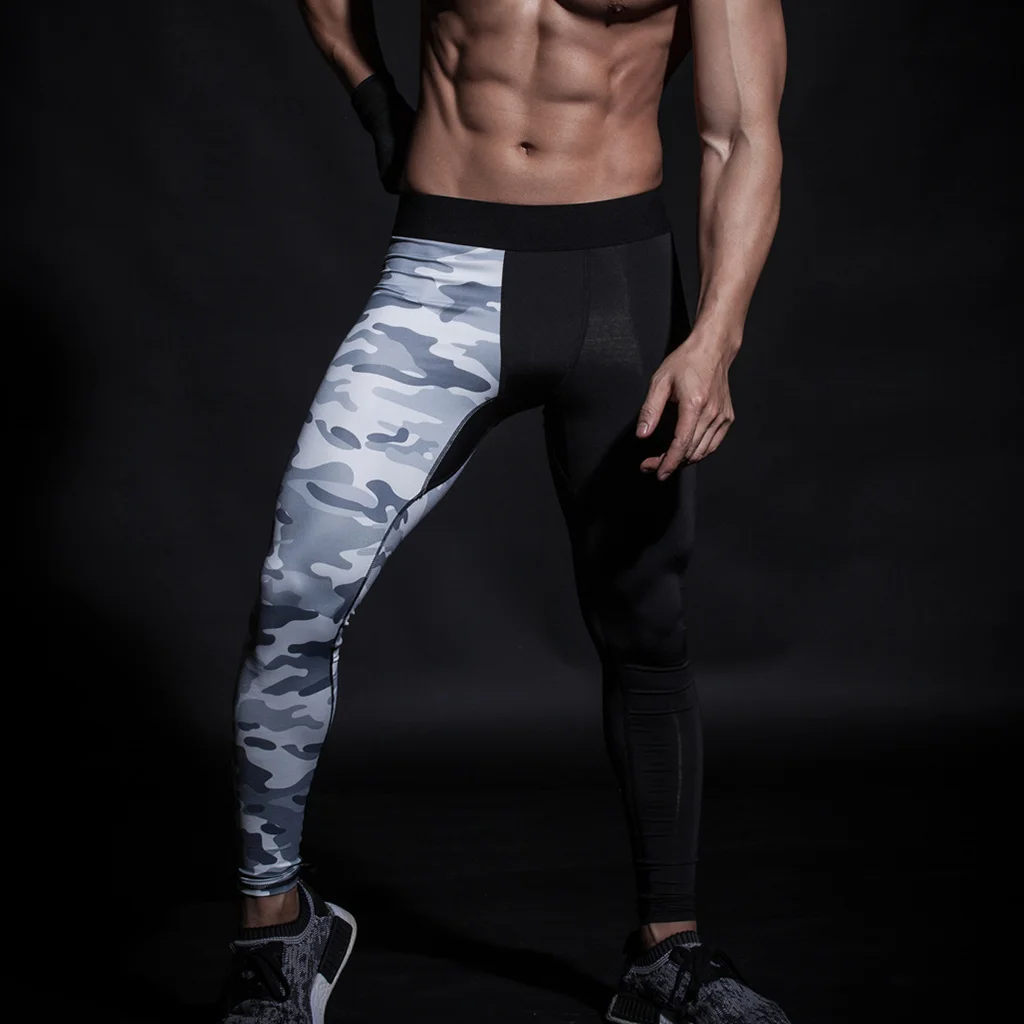 Камуфляжные брюки для мужчин серебристые Леггинсы с принтом колготки бега