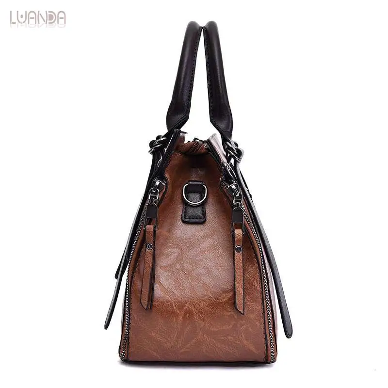 Модная кожаная женская сумка классическая простая с верхней ручкой дизайнерские