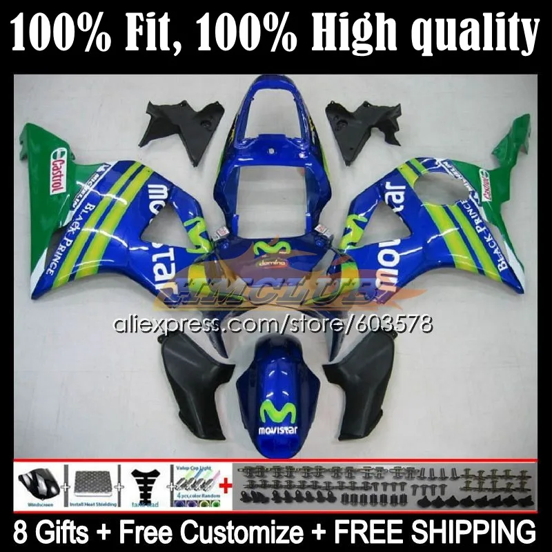

Injection For HONDA CBR900 CBR954 RR CBR954RR 98CL.28 CBR 900 954 RR 900RR 954RR 02 03 CBR900RR 2002 2003 Fairings Movistar Blue